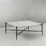 Hand Forged Metal Square Horn Marble Coffee Table 39" 50"