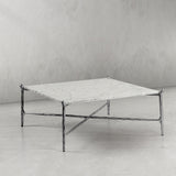 Hand Forged Metal Square Horn Marble Coffee Table 39" 50"