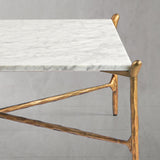 Hand Forged Metal Square Horn Marble Coffee Table 39" 50"