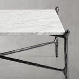 Hand Forged Metal Square Horn Marble Coffee Table 39" 50"