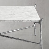 Hand Forged Metal Square Horn Marble Coffee Table 39" 50"