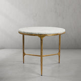 Hand-Forged Metal Marble Round Side Table 3 Leg 24"D