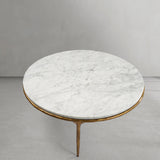 Hand-Forged Metal Marble Round Coffee Table 3 Legs 35"