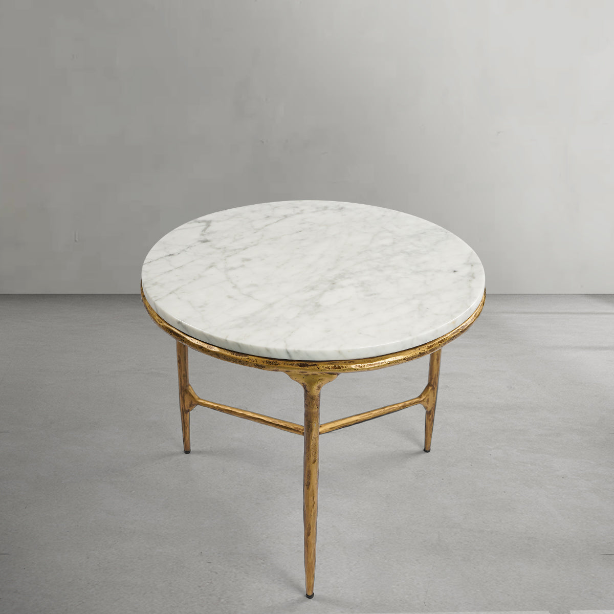 Hand-Forged Metal Marble Round Side Table 3 Leg 24"D