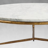 Hand-Forged Metal Marble Round Coffee Table 3 Legs 35"