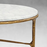 Hand-Forged Metal Marble Round Coffee Table 3 Legs 35"