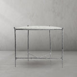 Hand-Forged Metal Horn Semi-Circle Marble Console Table