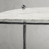 Hand-Forged Metal Horn Semi-Circle Marble Console Table