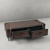 Hand Forged Metal Vintage Cowhide Rattan Coffee Table
