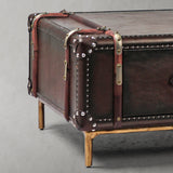 Hand Forged Metal Vintage Cowhide Rattan Coffee Table