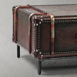 Hand Forged Metal Vintage Cowhide Rattan Coffee Table