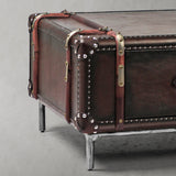 Hand Forged Metal Vintage Cowhide Rattan Coffee Table