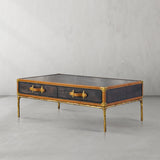 Hand Forged Metal Vintage Leather Square Coffee Table