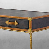 Hand Forged Metal Vintage Leather Square Coffee Table