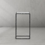 Hand-Forged Metal Glass C-Shaped Side Table