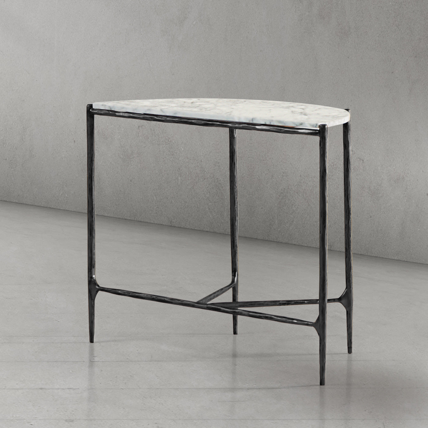 Hand Forged Metal Semi-circle Console Table