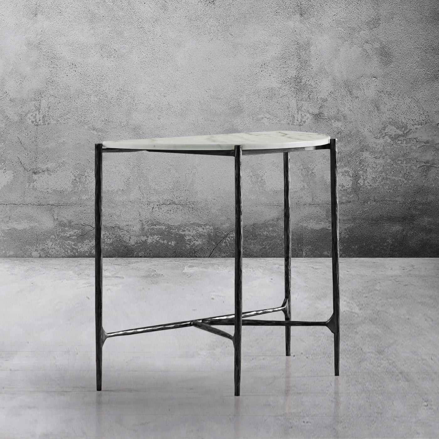 Hand Forged Metal Semi-circle Console Table