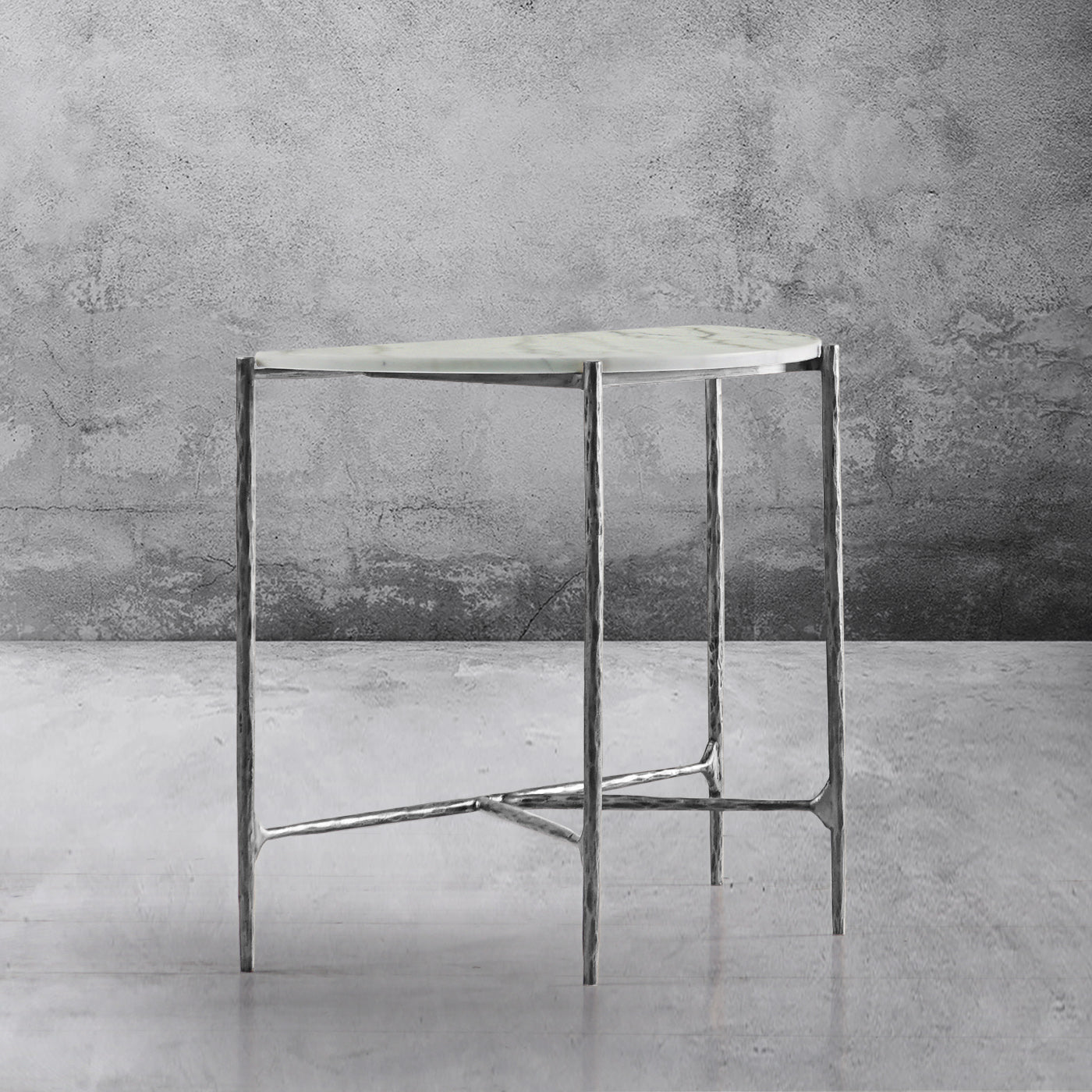Hand Forged Metal Semi-circle Console Table