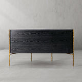 Hand Forged Metal Metal Frame Rattan Side Cabinet