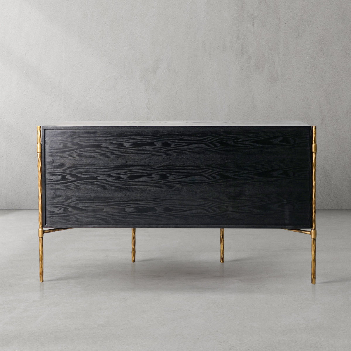 Hand Forged Metal Metal Frame Rattan Side Cabinet