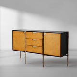 Hand Forged Metal Metal Frame Rattan Side Cabinet