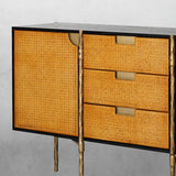 Hand Forged Metal Metal Frame Rattan Side Cabinet