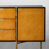 Hand Forged Metal Metal Frame Rattan Side Cabinet