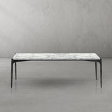 Hand Forged Metal Rectangle Horn Marble Coffee Table 48"W