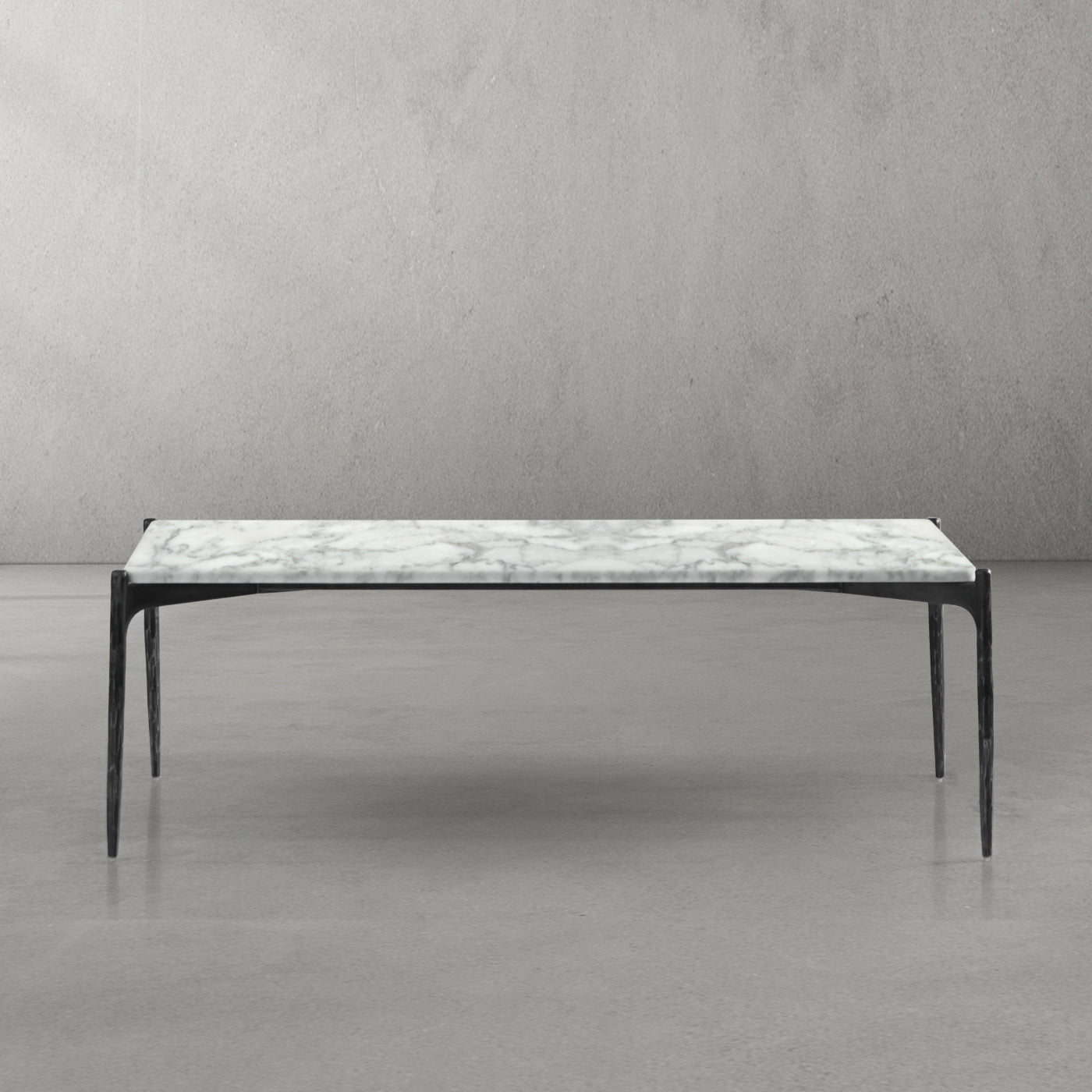 Hand Forged Metal Rectangle Horn Marble Coffee Table 48"W