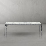 Hand Forged Metal Rectangle Horn Marble Coffee Table 48"W