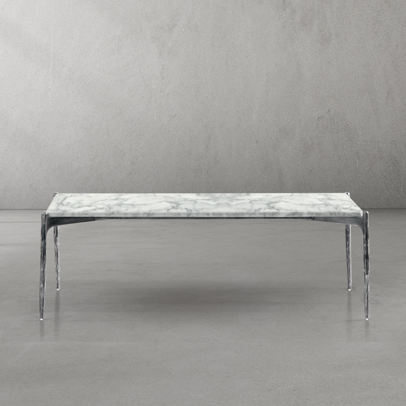 Hand Forged Metal Rectangle Horn Marble Coffee Table 48"W