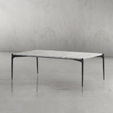 Hand Forged Metal Rectangle Horn Marble Coffee Table 48"W