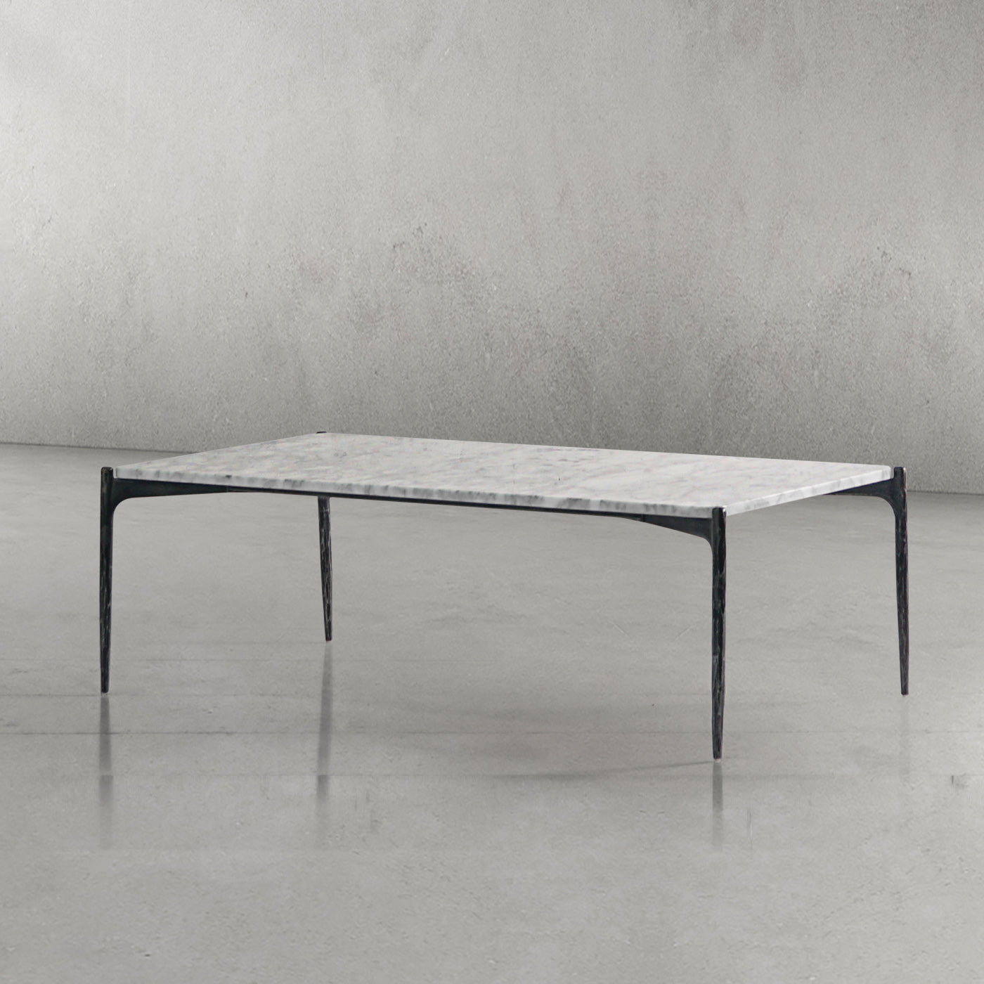 Hand Forged Metal Rectangle Horn Marble Coffee Table 48"W
