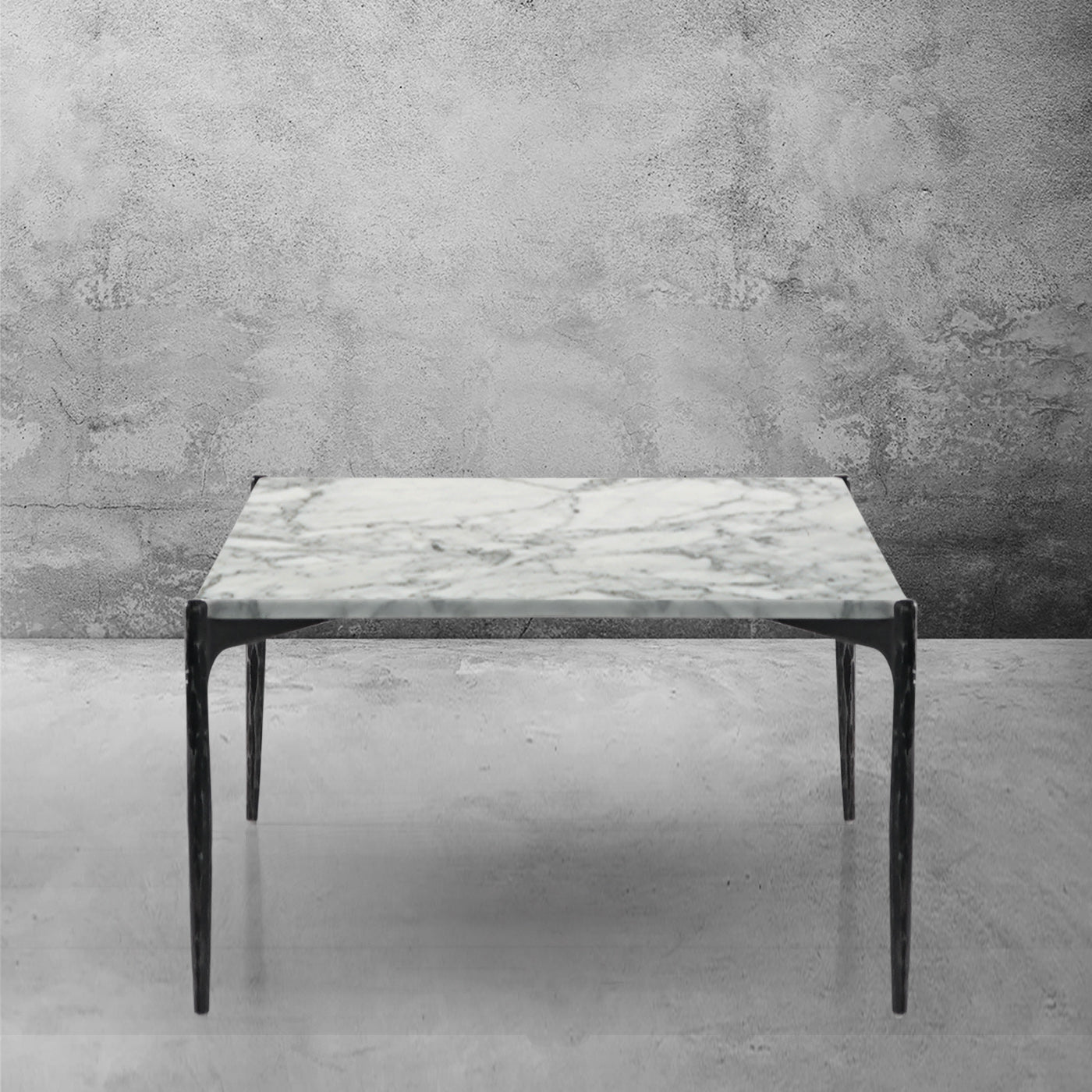 Hand Forged Metal Rectangle Horn Marble Coffee Table 48"W