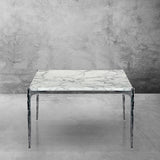 Hand Forged Metal Rectangle Horn Marble Coffee Table 48"W