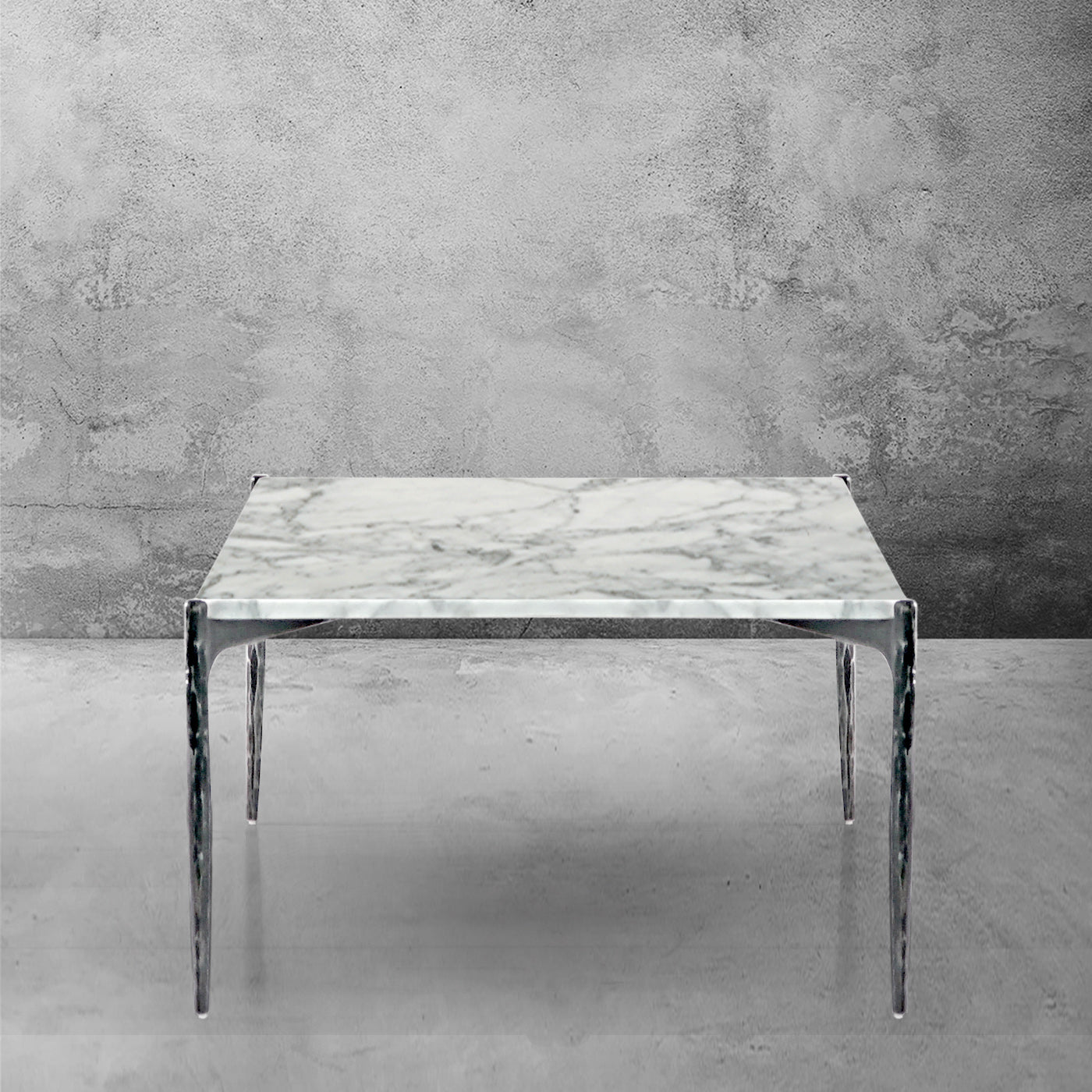Hand Forged Metal Rectangle Horn Marble Coffee Table 48"W