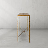 Hand-Forged Metal Metal Frame Elm Wood Console Table