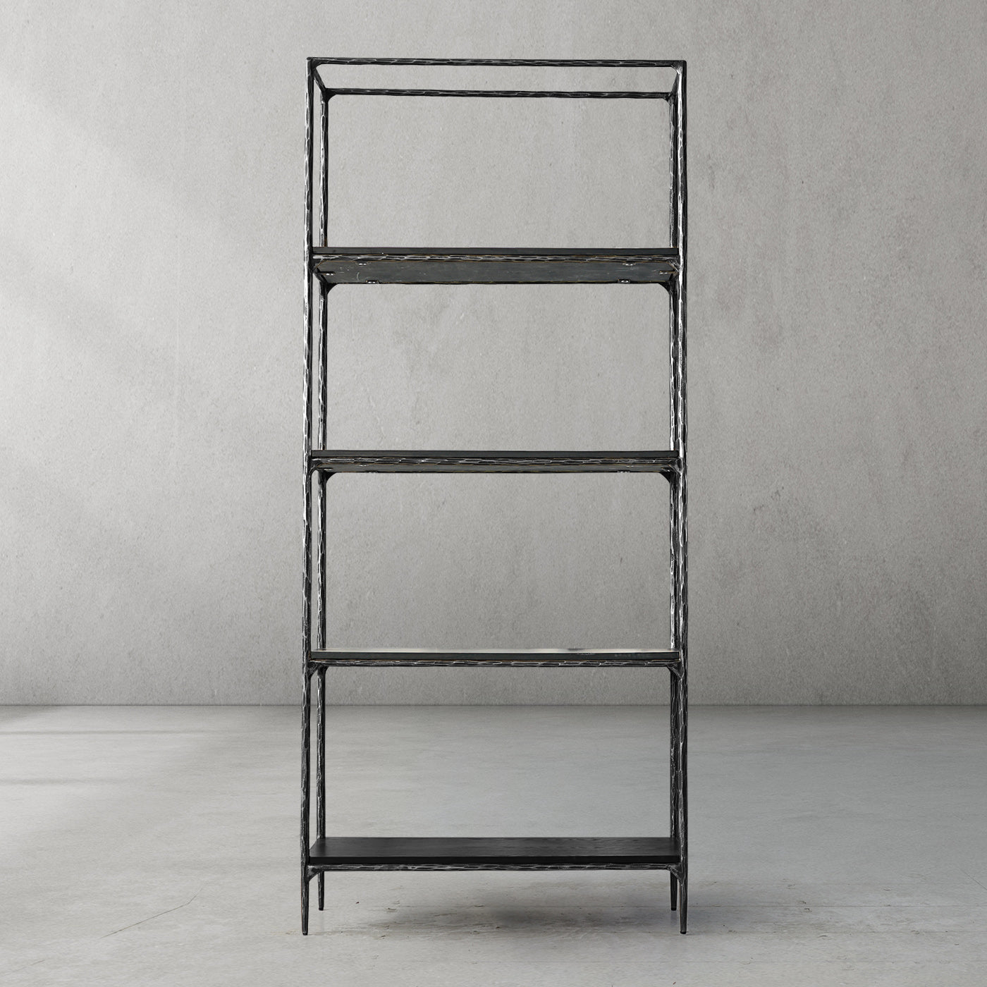 Hand Forged Metal White Marble Shelving