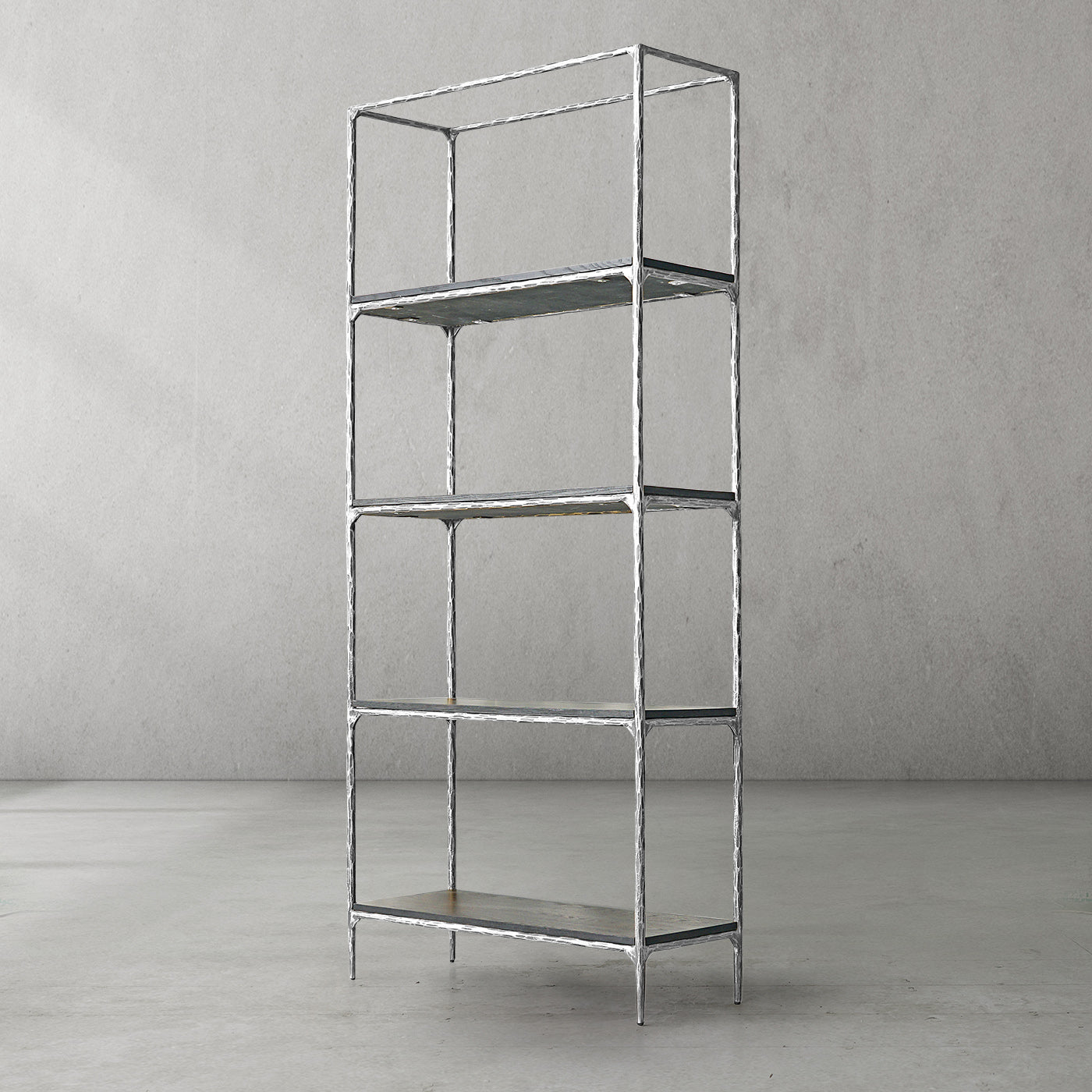 Hand Forged Metal White Marble Shelving