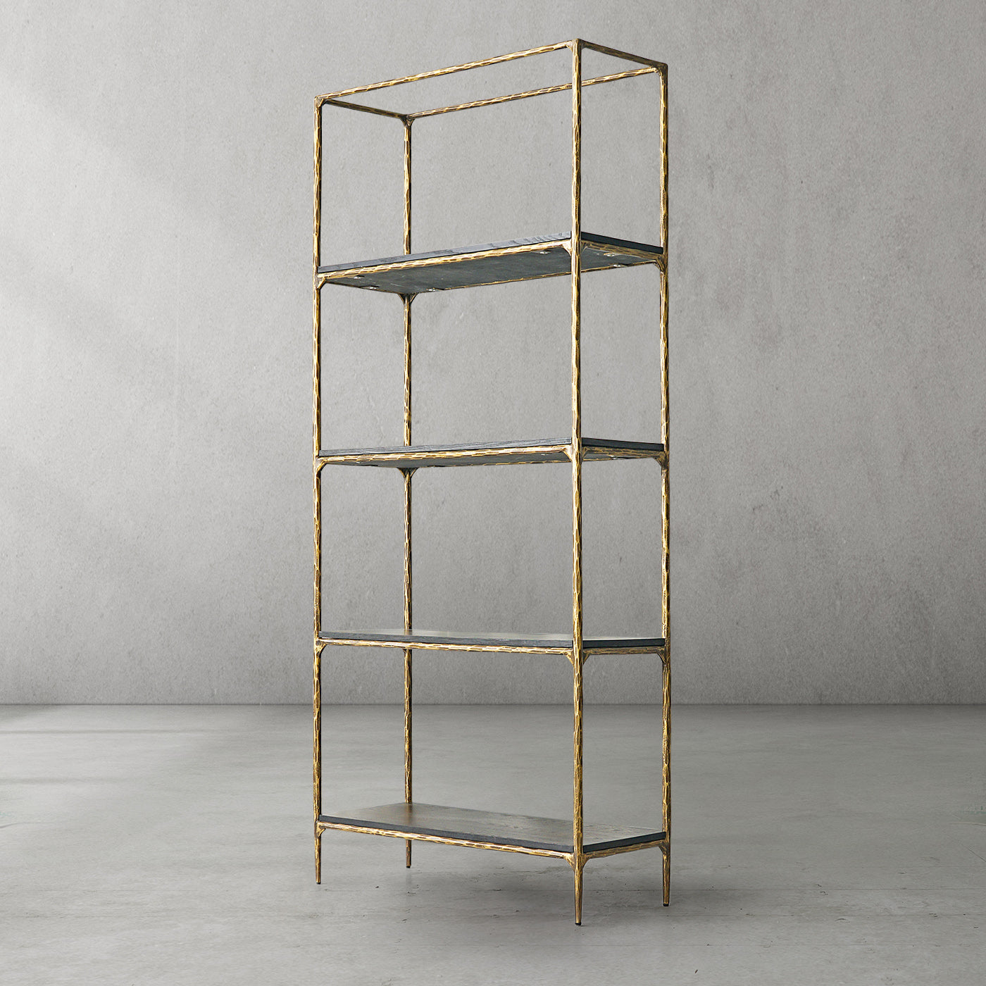 Hand Forged Metal White Marble Shelving
