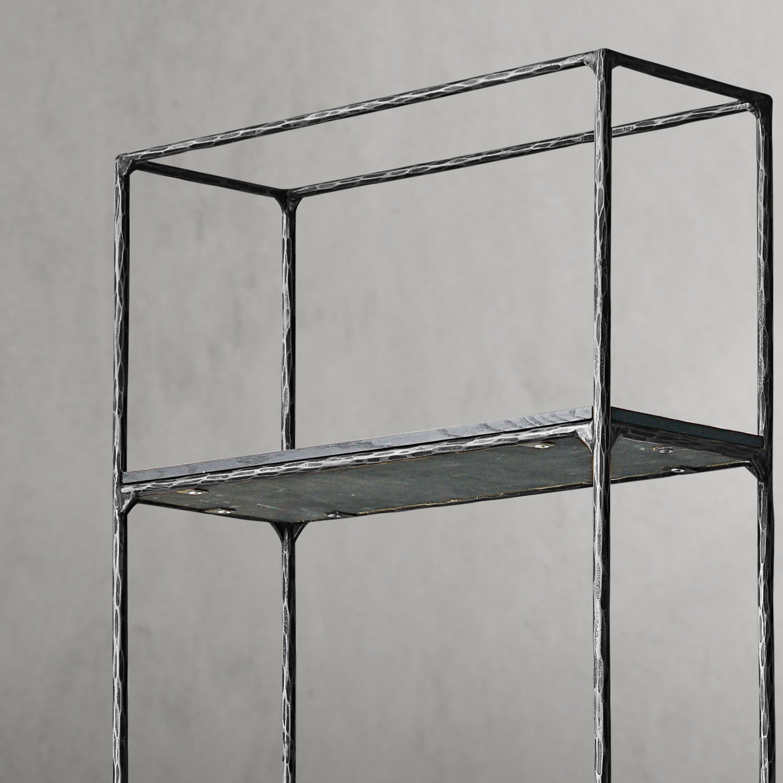 Hand Forged Metal White Marble Shelving