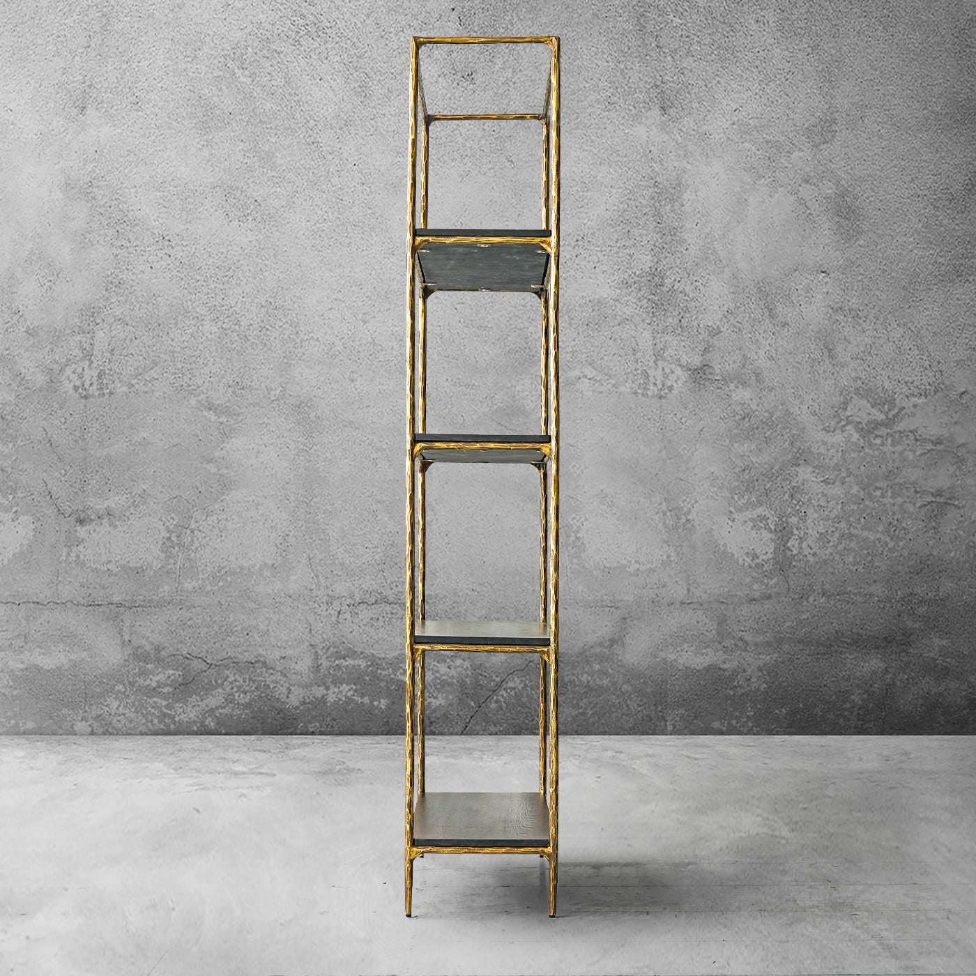Hand Forged Metal White Marble Shelving