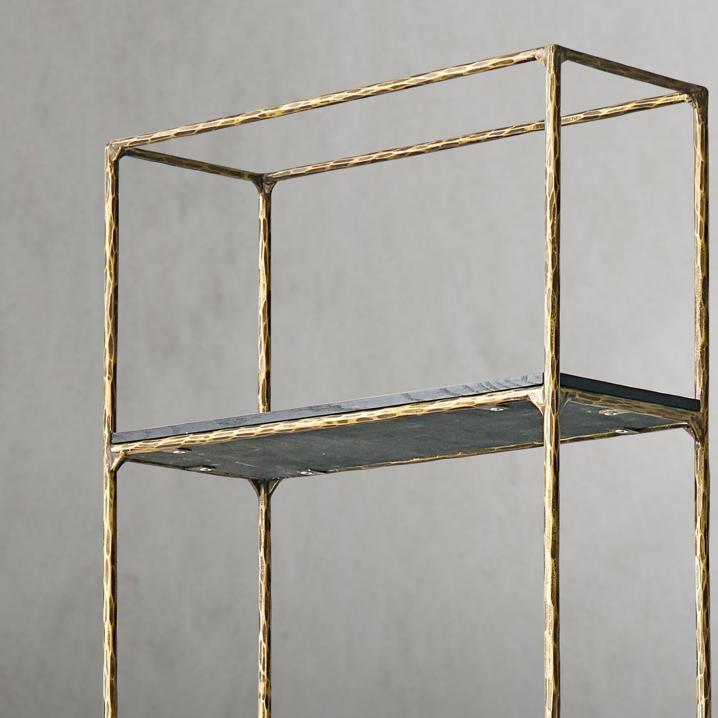 Hand Forged Metal White Marble Shelving