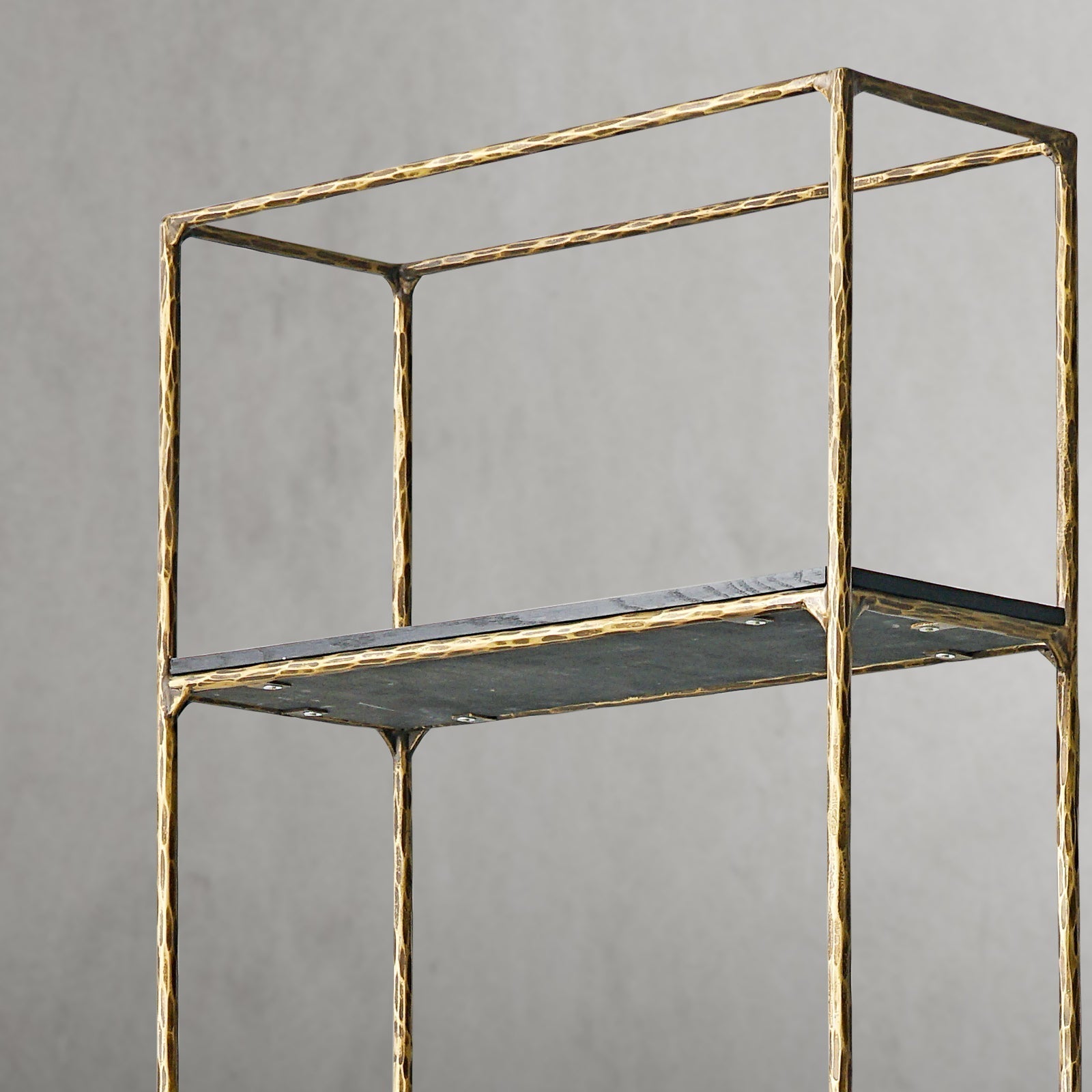 Hand Forged Metal White Marble Shelving