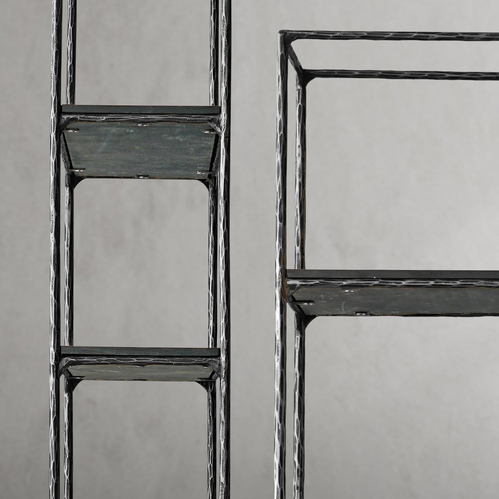 Hand Forged Metal White Marble Shelving