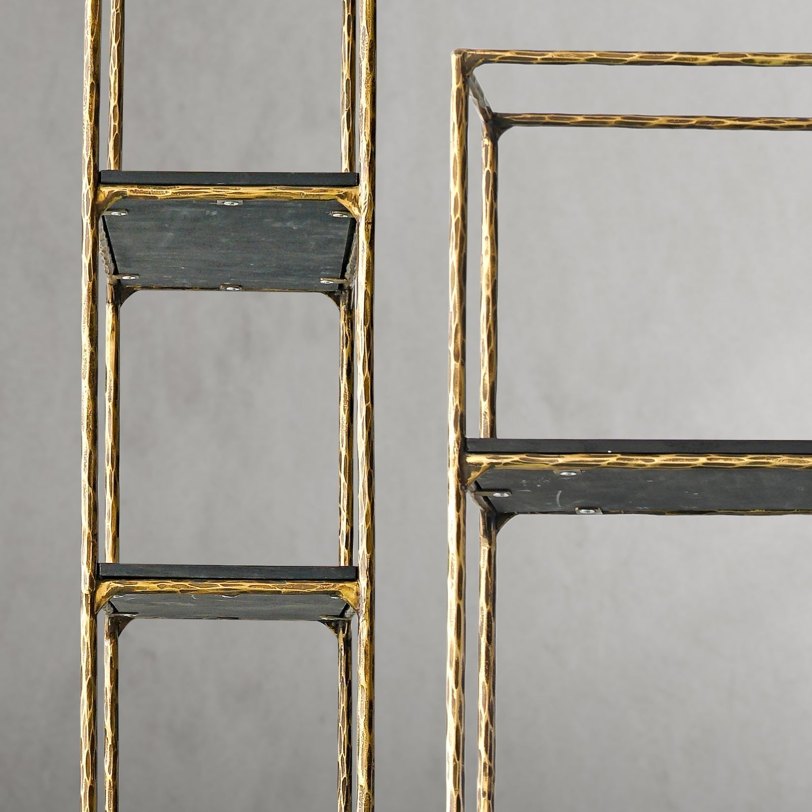 Hand Forged Metal White Marble Shelving
