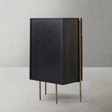 Hand-Forged Metal Metal Frame Rattan Side Cabinet
