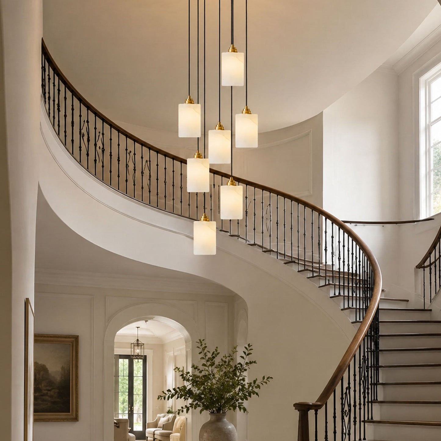Alabaster Cylinder Cluster Chandelier