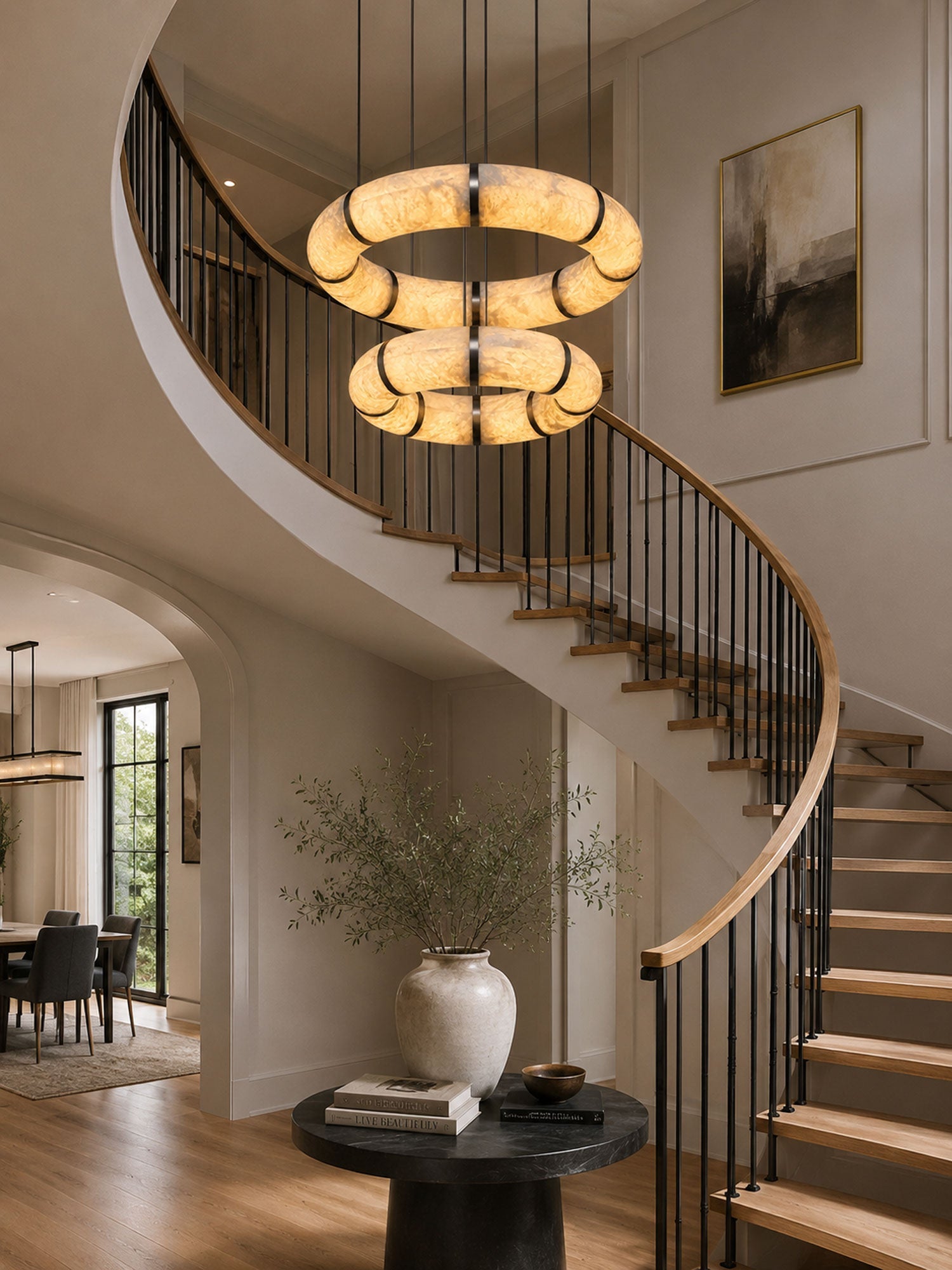 Alabaster Torus Ring Chandelier
