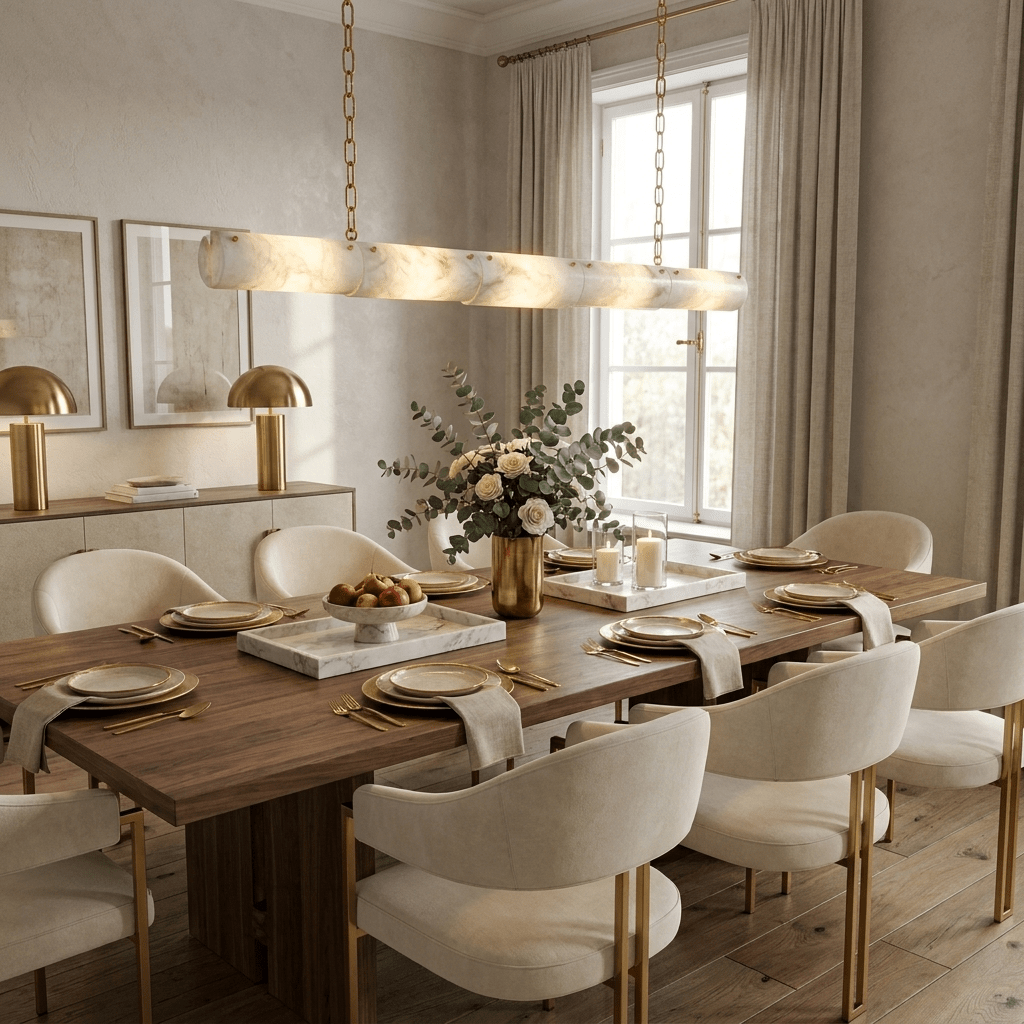 Alabaster Linear Chain Pendant Lamp